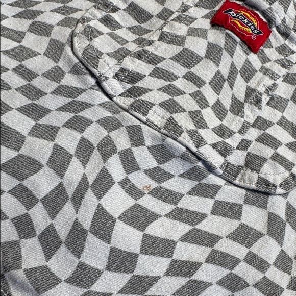 Dickies Funky Checkered Overalls Sz L Graphic Black White Workwear - Picture 3 of 9